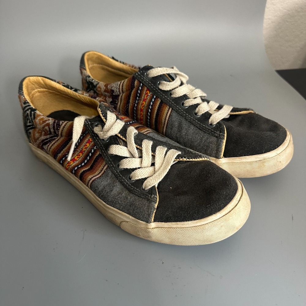 Inkkas Cusco Low Top Sneakers Gray Suede & Peruvian Canvas Women Sz 9 Men Sz 7